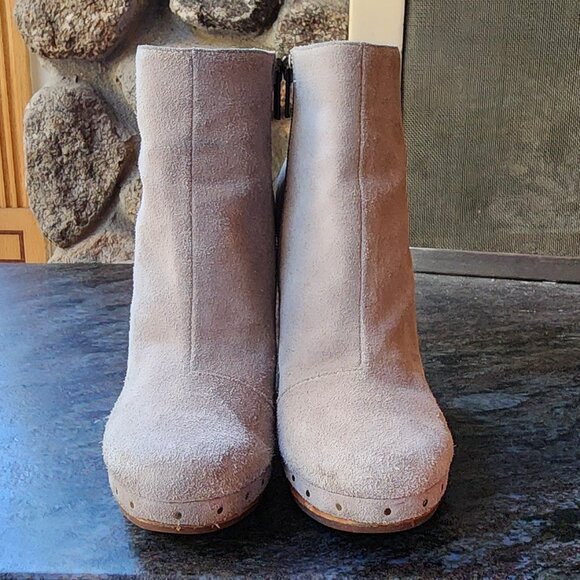 Joie Suede Taupe Dewitt Platform Clog Booties Size EU 37.5/ U.S. 7.5 - Picture 13 of 16